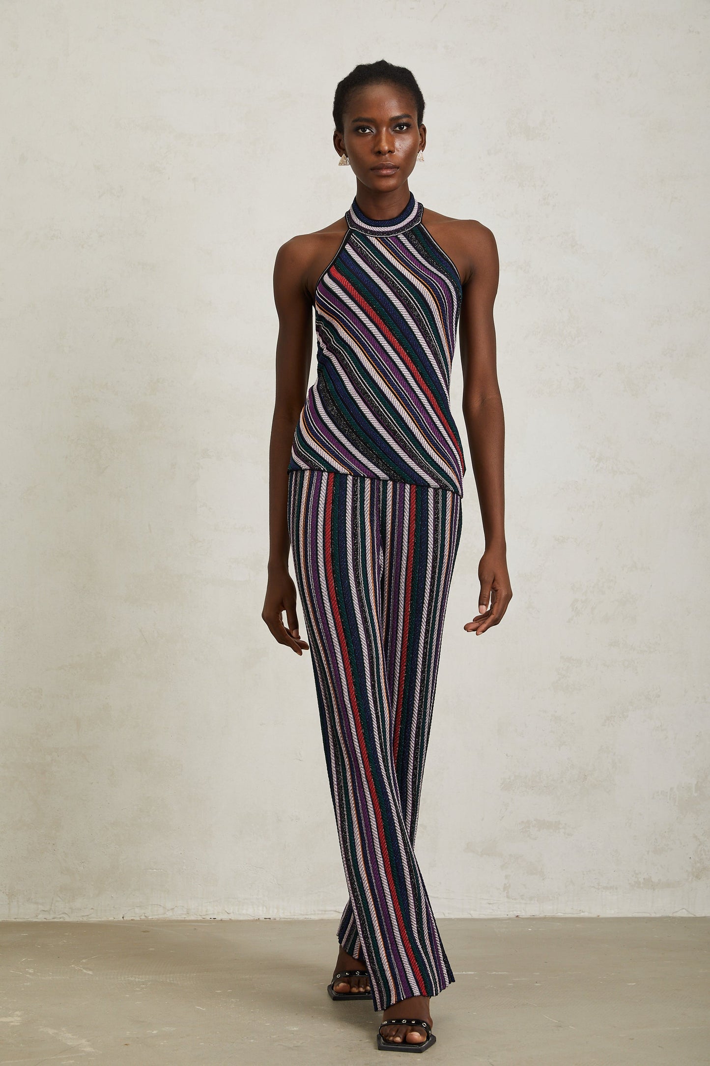 Harper Purple Striped Knit Top & Trousers Set