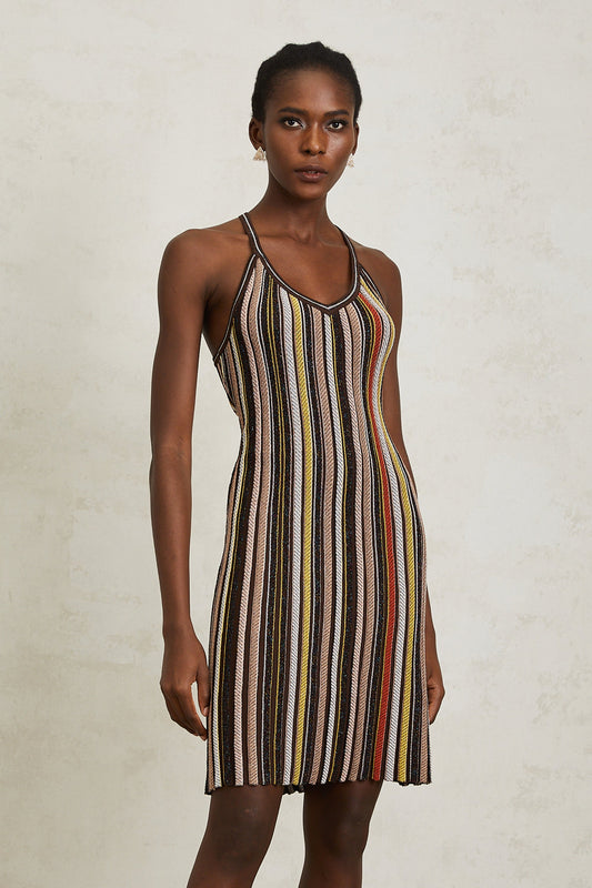 Harper Brown Striped Knit Mini Dress