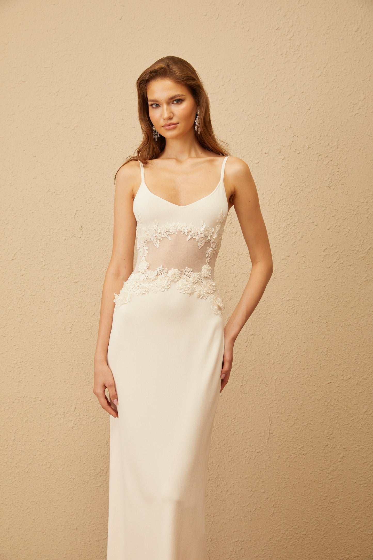 Uxue Off White Floral Embroidered Knit Maxi Dress