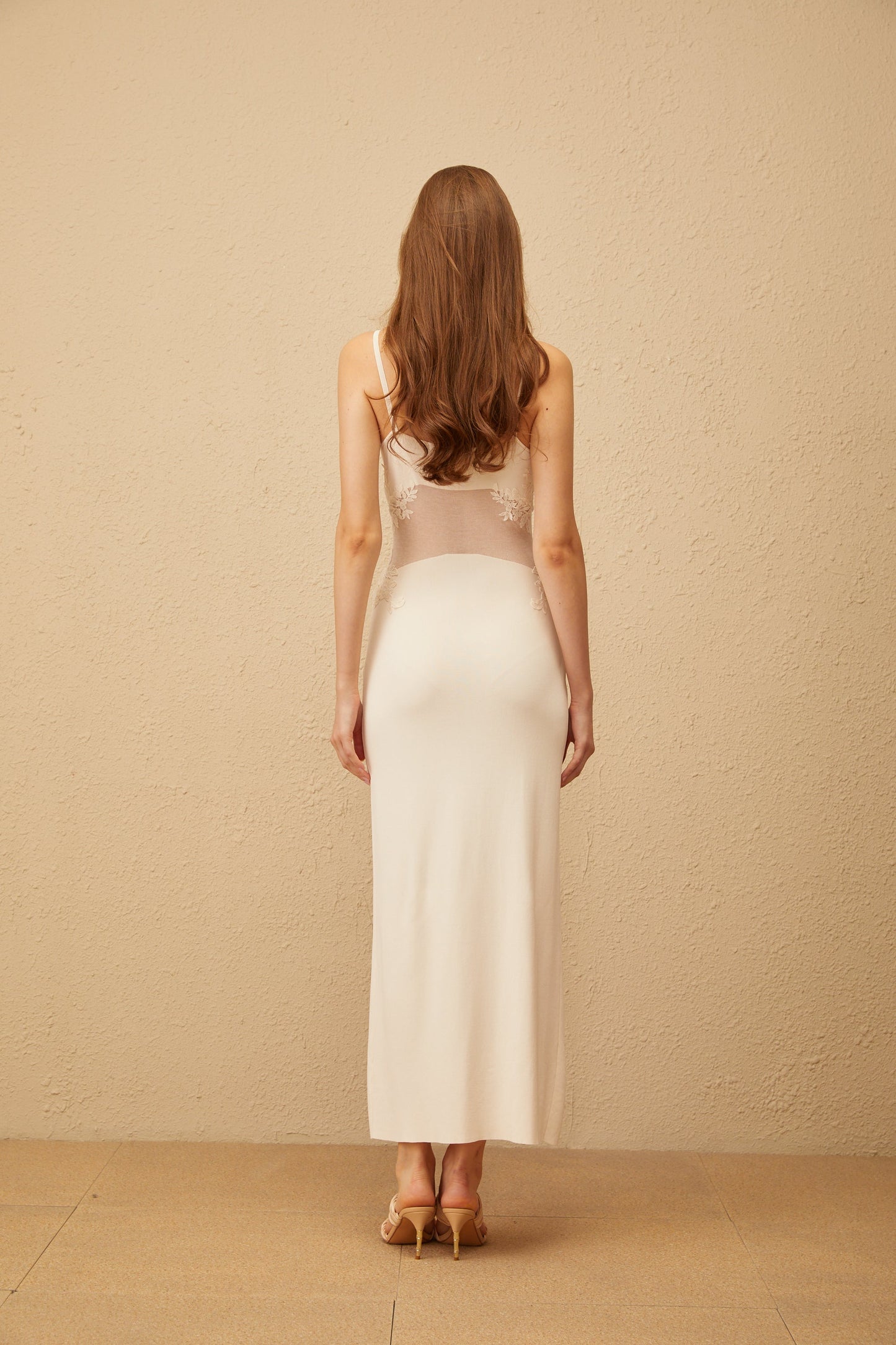Uxue Off White Floral Embroidered Knit Maxi Dress