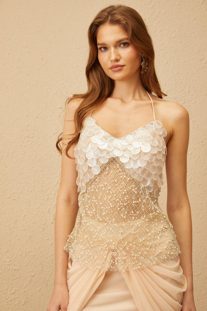 Patricia Neutrals Sequin Top