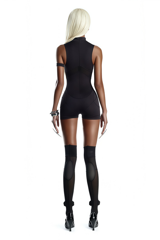 Néon Black Mesh Panel Playsuit