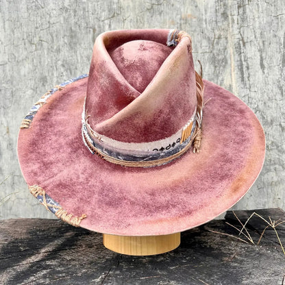 Retro Distressed Ribbon Decor Wool Felt Fedora Hat
