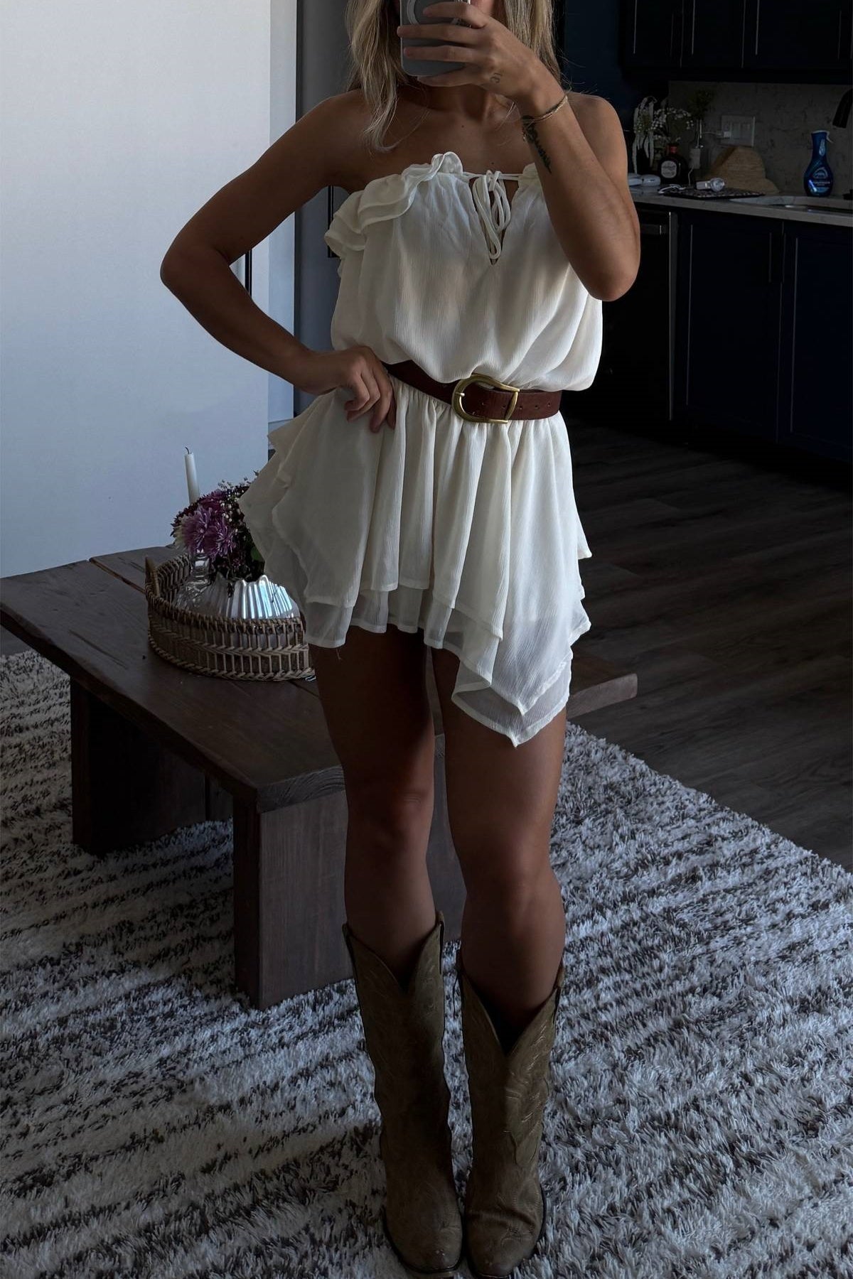 Strapless Frill Playsuit