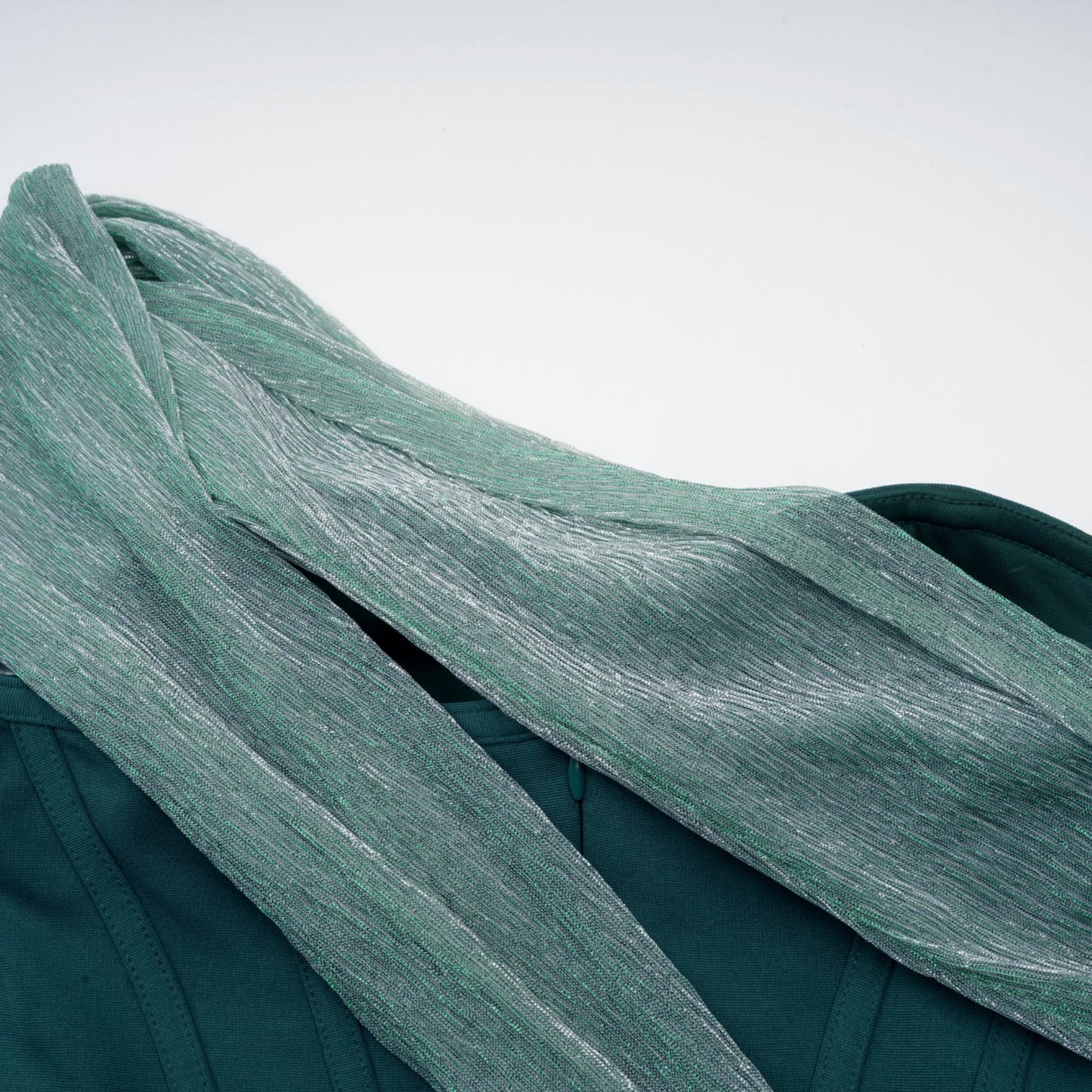 Delphine green ribbon-design corset maxi dress