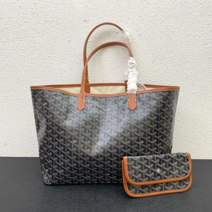 GOYARD SAINT LOUIS GM BAG BLACK AND TAN 47CM STLOUIGMLTY01CL03P