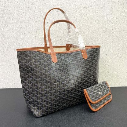 GOYARD SAINT LOUIS GM BAG BLACK AND TAN 47CM STLOUIGMLTY01CL03P