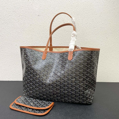 GOYARD SAINT LOUIS GM BAG BLACK AND TAN 47CM STLOUIGMLTY01CL03P