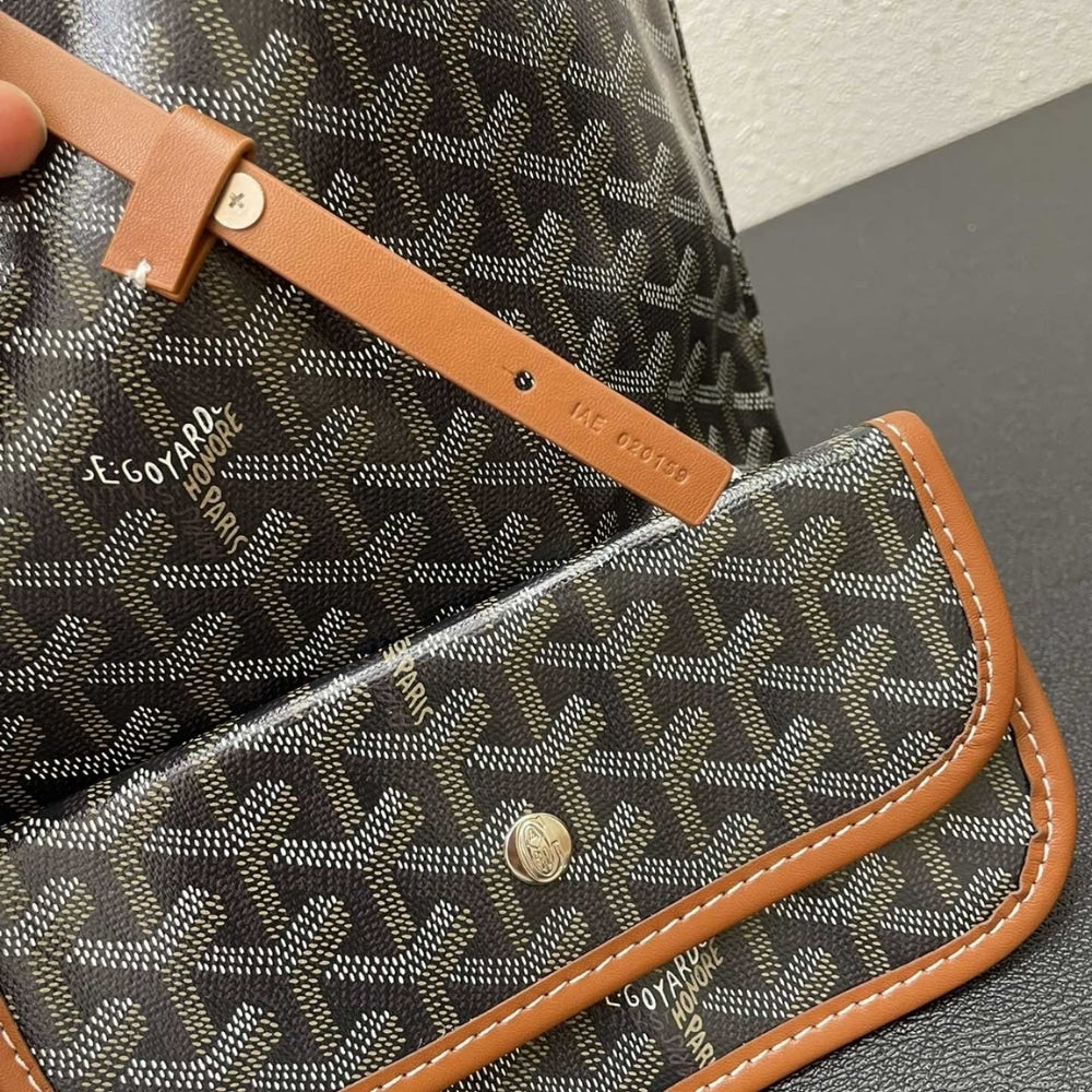 GOYARD SAINT LOUIS GM BAG BLACK AND TAN 47CM STLOUIGMLTY01CL03P