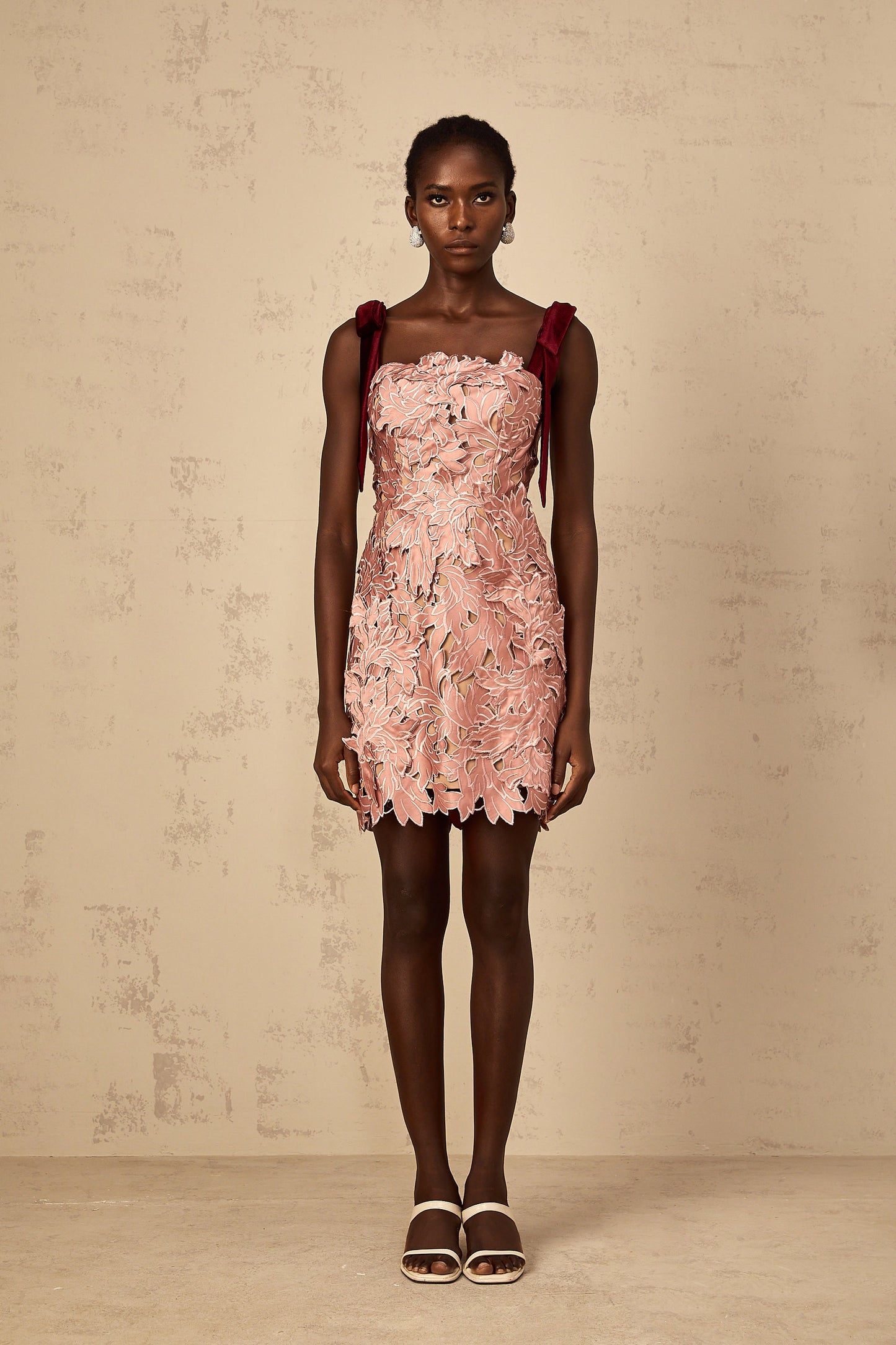Tatiana pink floral-embroidered mini dress