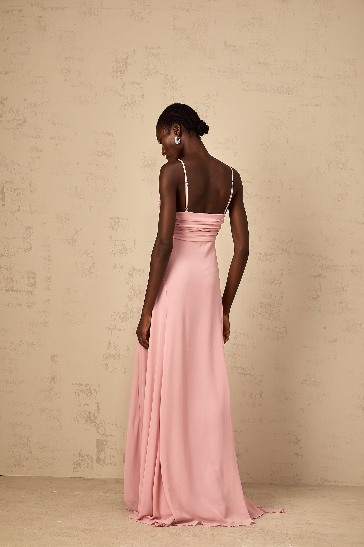 Ysandre Soft-Pink 3D Petal Tulle Maxi Dress
