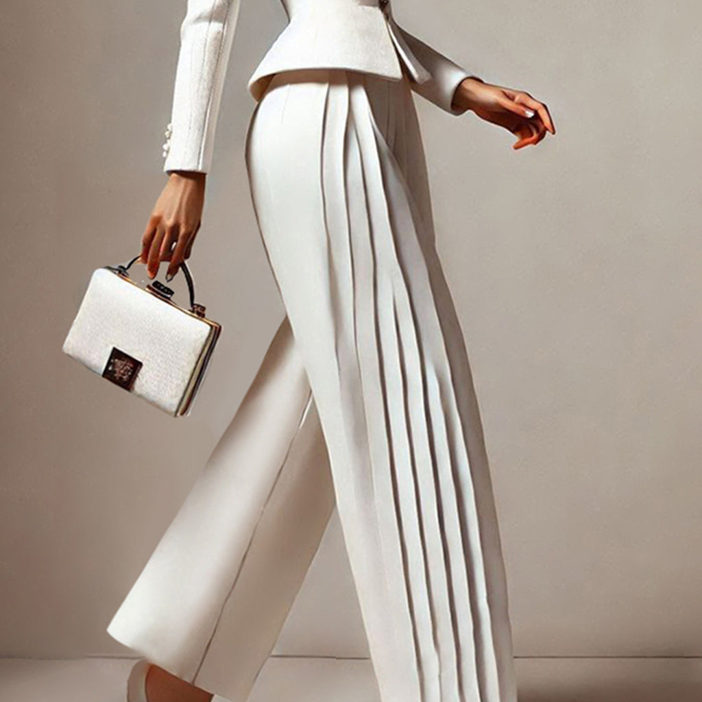 Ursime Formal Solid Pleat  Wide Leg Pants