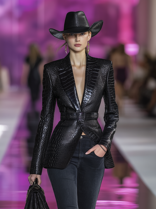 Vintage Sexy Faux Crocodile Blazer