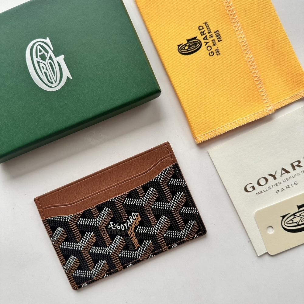 GOYARD SAINT SULPICE CARD WALLET BLACK AND TAN 11CM STSULPPMLTY01CL03X