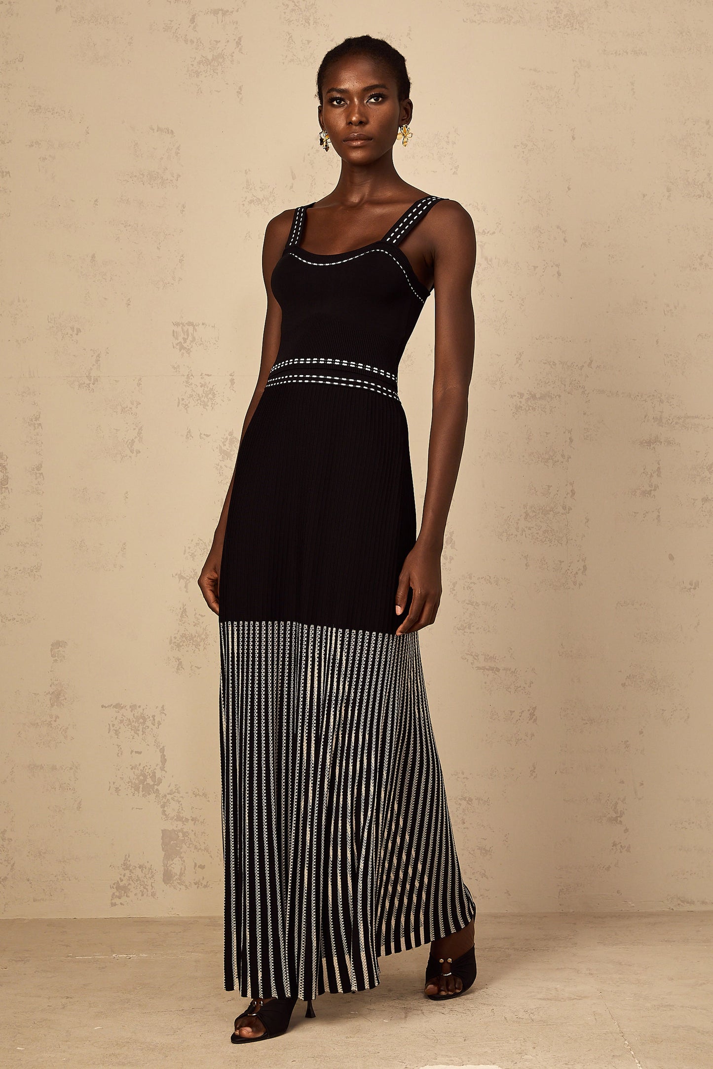 Léontine Contrast Color Ribbed Knit Matching Set