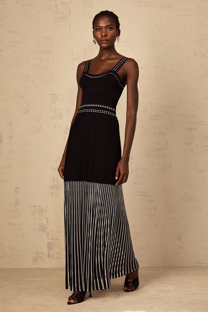 Léontine Contrast Color Ribbed Knit Matching Set
