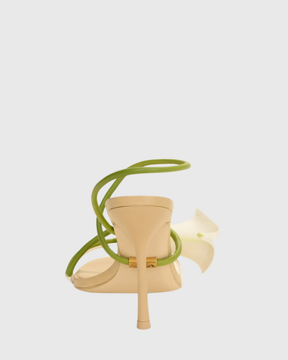 Yamilet 3D Flower Strap Sandals In Green