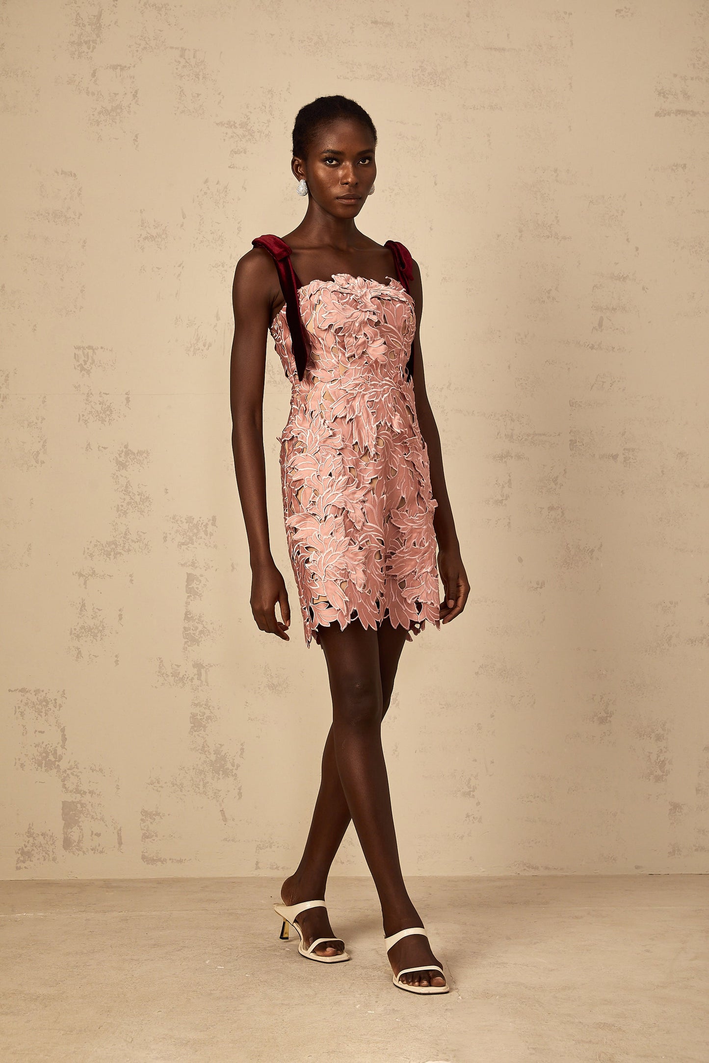 Tatiana pink floral-embroidered mini dress