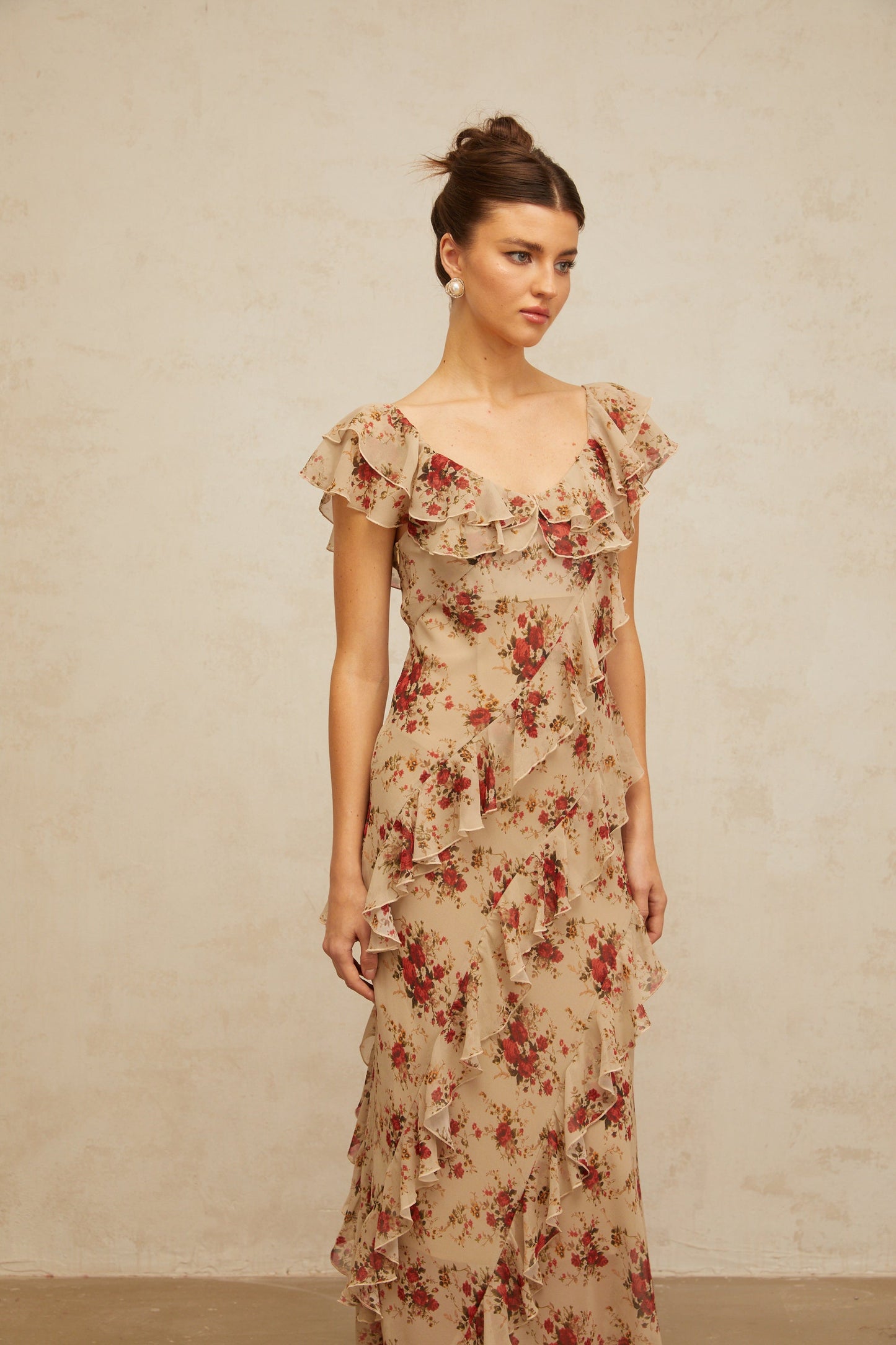 Déotille ruffled floral-print flared maxi dress