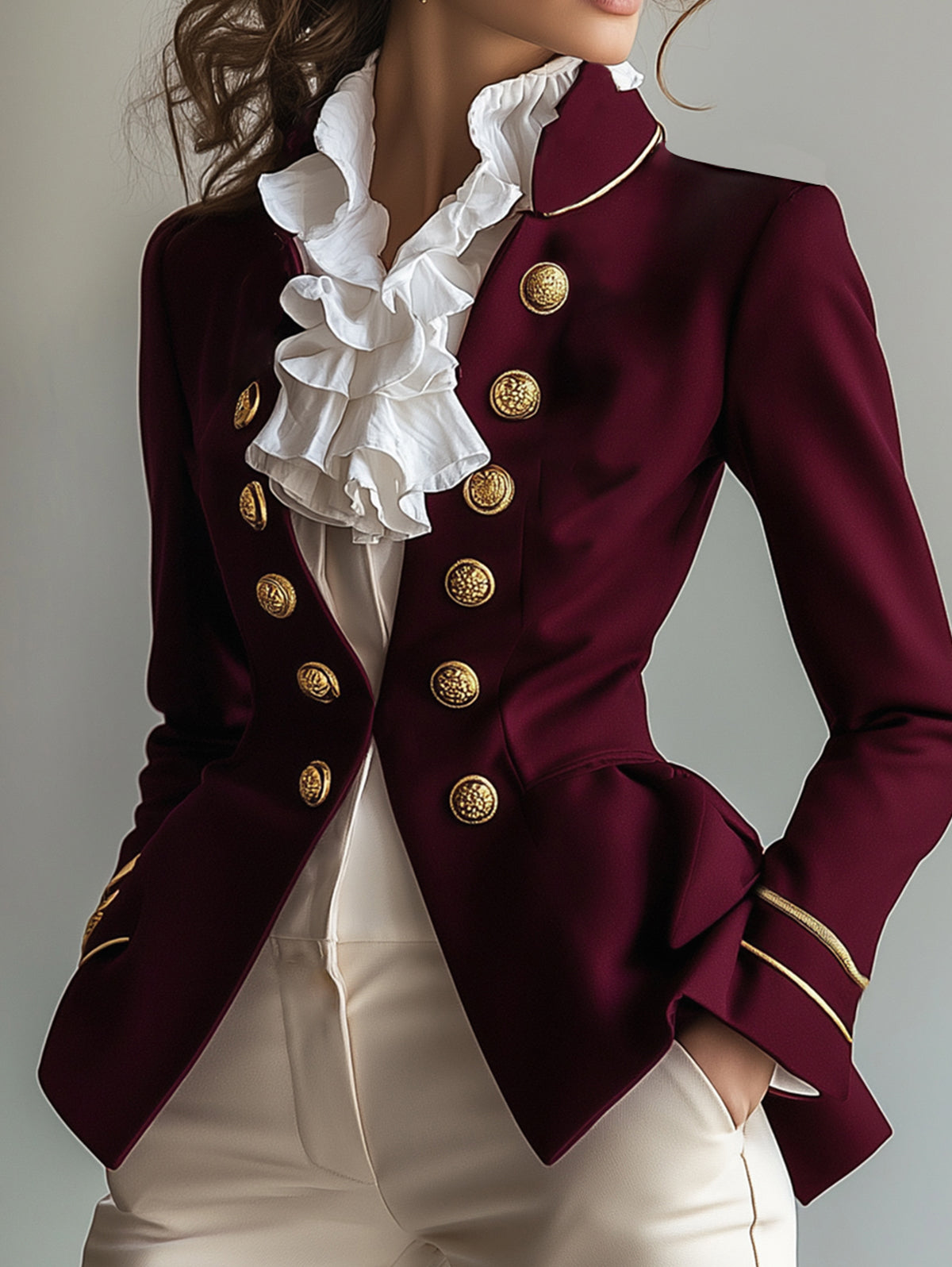 Ursime Retro Stand Collar Button Long Sleeve Jacket