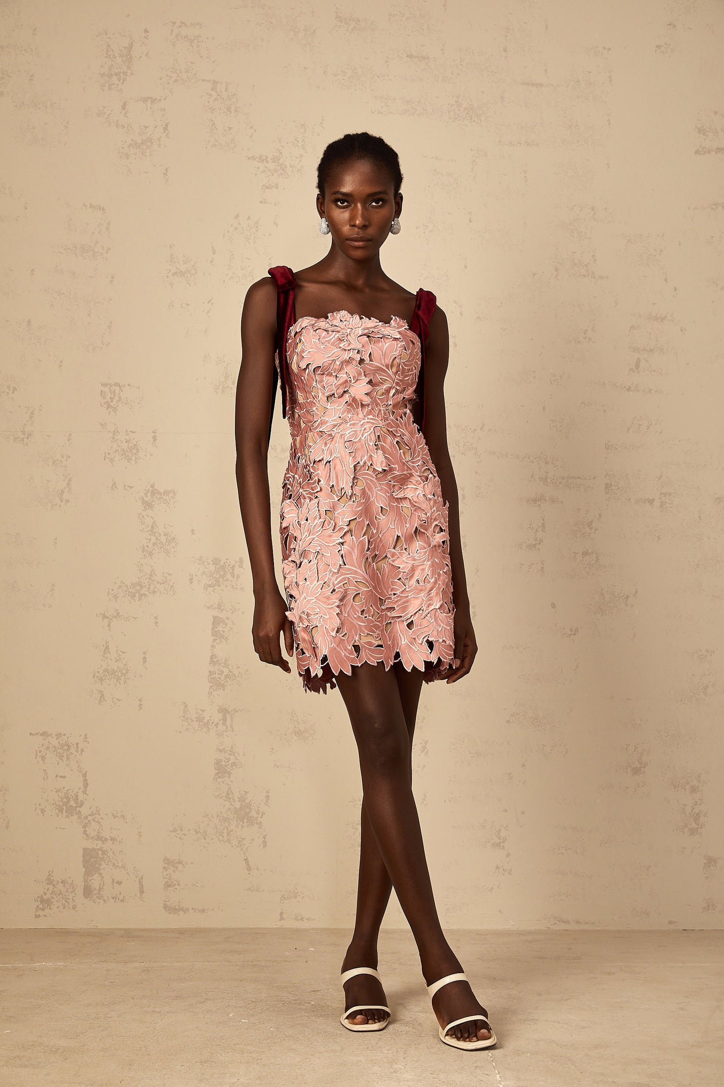 Tatiana pink floral-embroidered mini dress