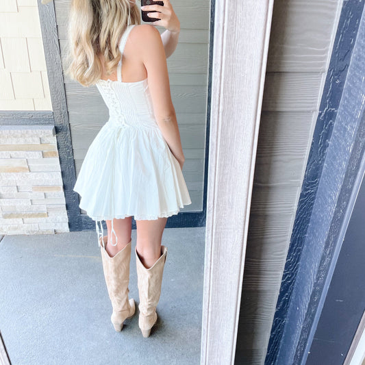 Casual White Corset Mini Dress