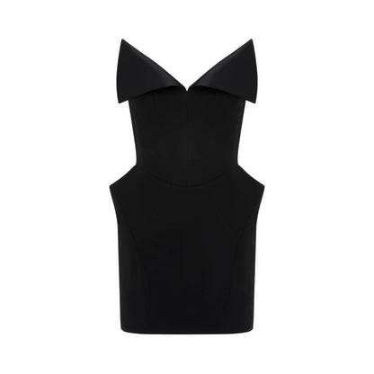 Alba Black Barrel Waist Corset Mini Dress
