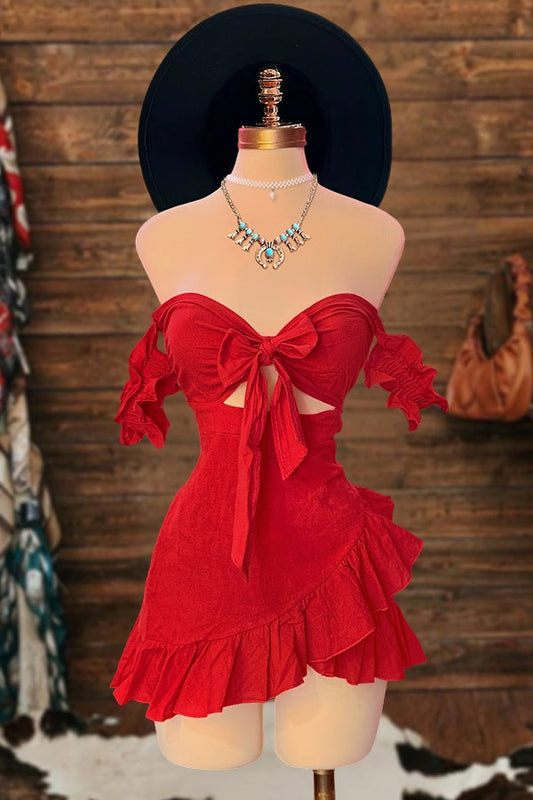 Hot Ruffled Off-Shoulder Mini Dress