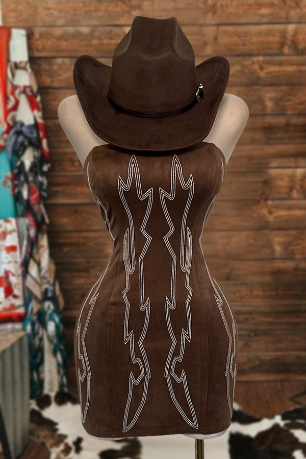 Bootstitch Strapless Suede Mini Dress