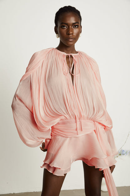 Eugénie Pink Fully Pleated Ruffled Mini Dress