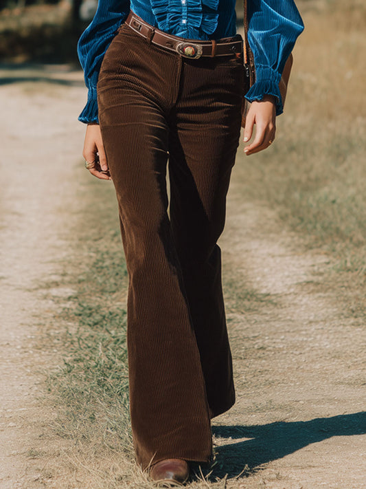 Vintage Cocoa Brown Corduroy Flared Pants