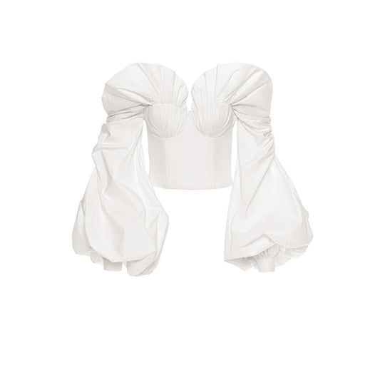Alicia White Ruched Blouse & Skirt Set