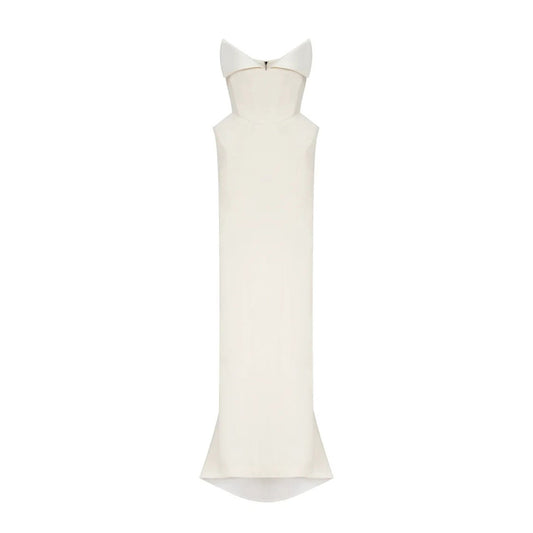 Alba White Barrel Waist Corset Maxi Dress