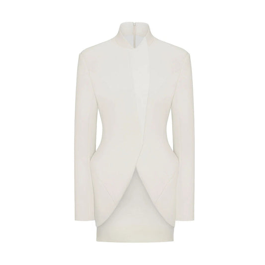 Adriana White Barrel Design Jacket & Skirt Set
