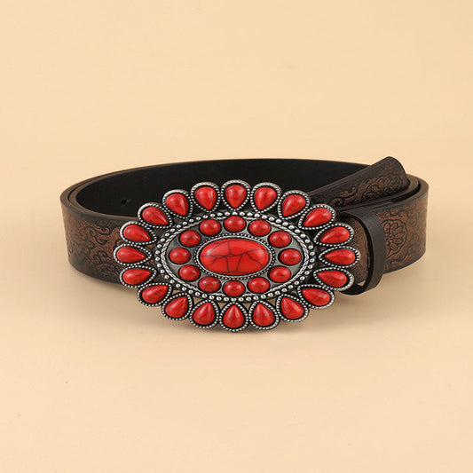 Ethnic Red Turquoise Belt