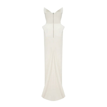 Alba White Barrel Waist Corset Maxi Dress