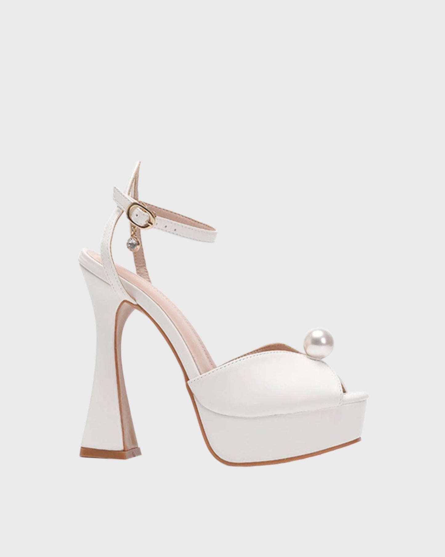 Liviana Pearl Satin Strap Platform Sandals In White