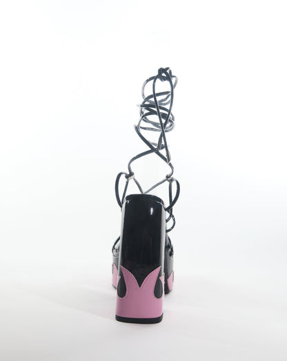 Aang Pattern Lace Up Platform Sandals