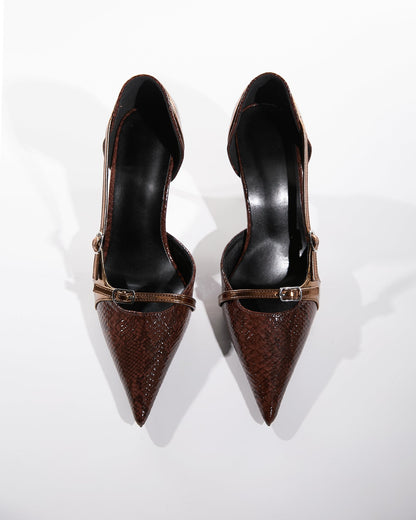 Adelina Snake Print Leather Pumps