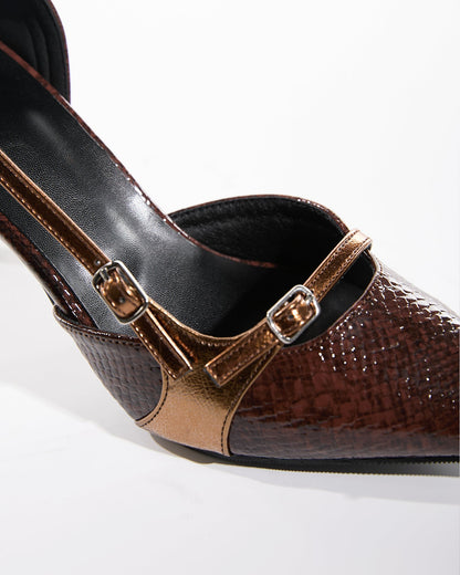 Adelina Snake Print Leather Pumps