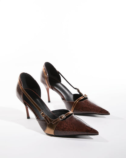 Adelina Snake Print Leather Pumps
