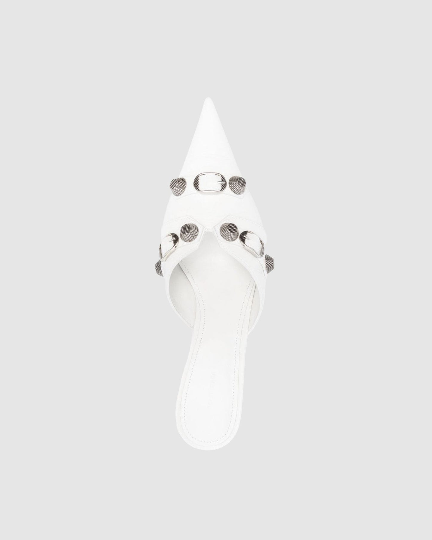 Afra Rivet Embellished Leather Mules In White