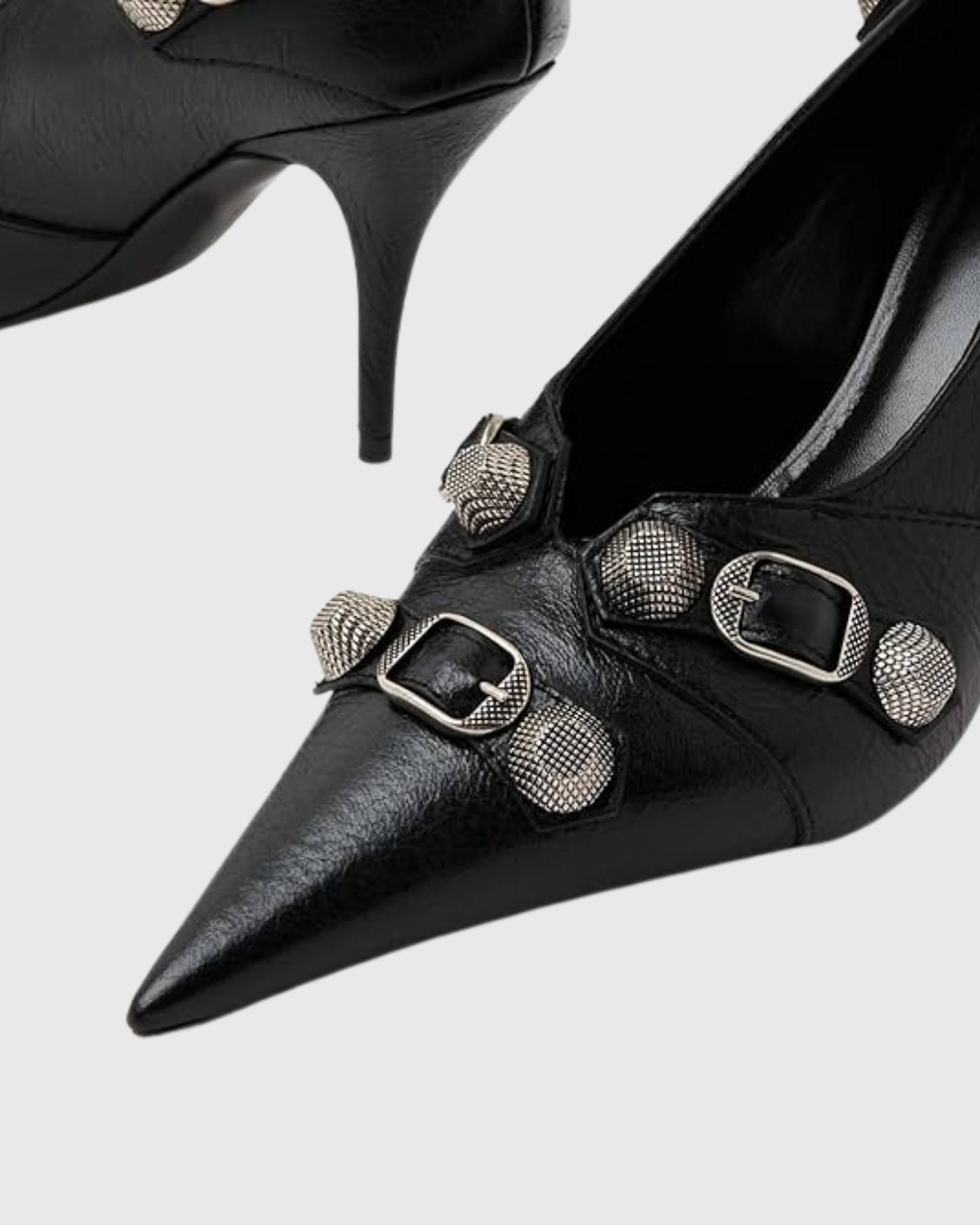 Afra Rivet Embellished Leather Pumps In Black