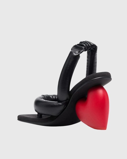 Alessia Heart Heel Slippers In Black