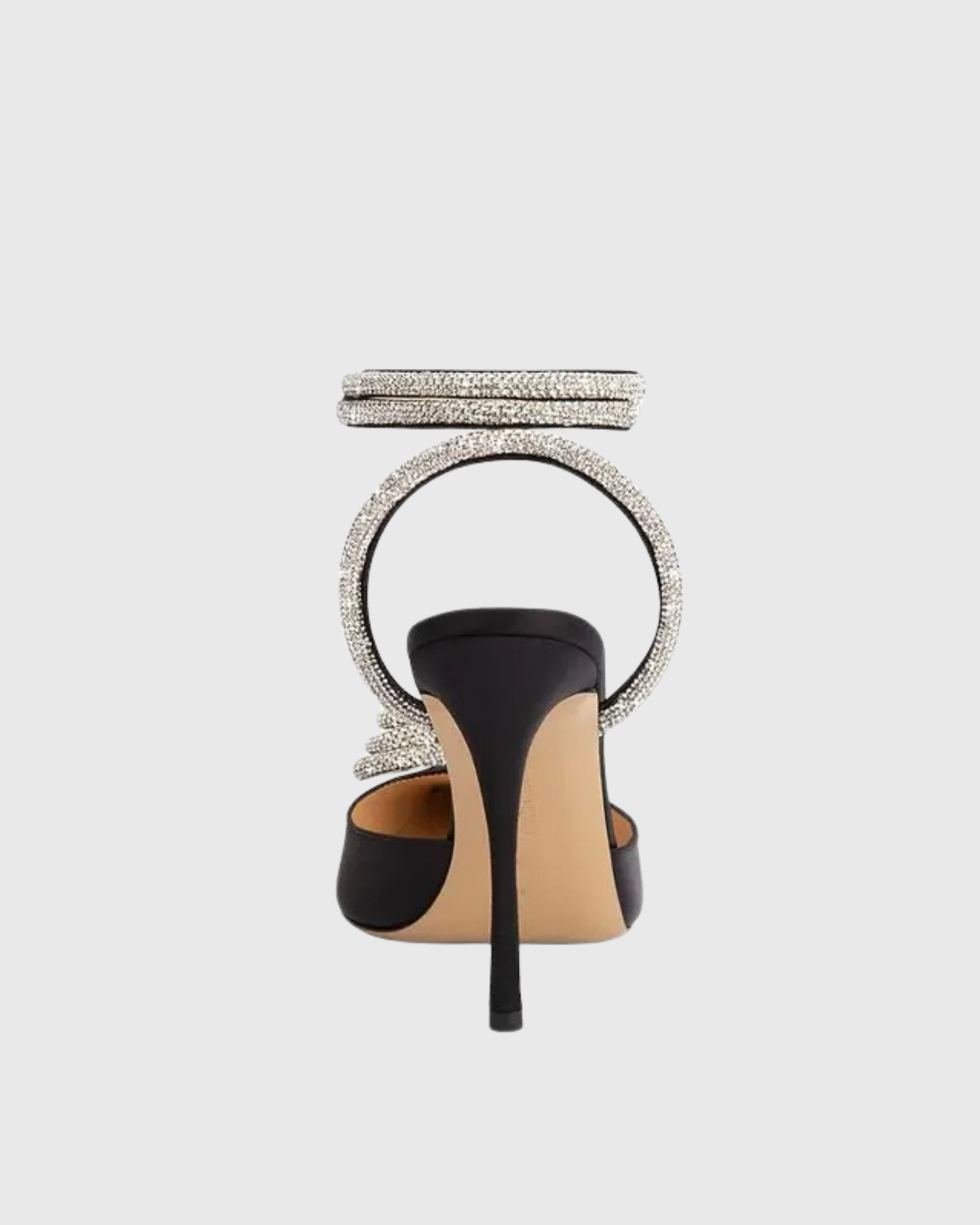 Ambra Crystal Heart Strap Pumps In Black