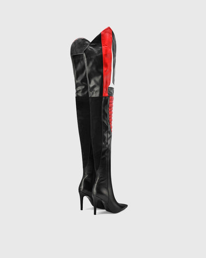 Amedea Splicing Leather Over The Knee Boots