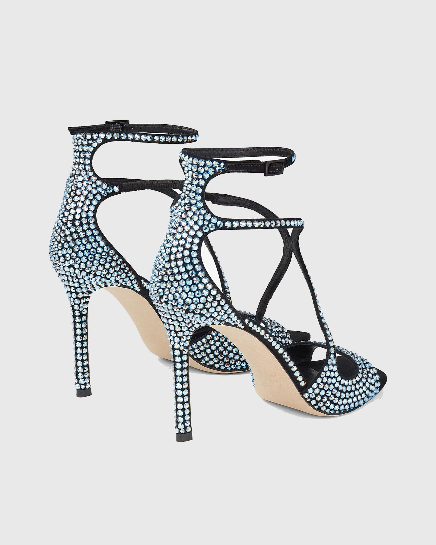Aryana Rhinestone Strap Sandals In Blue