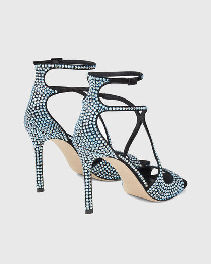 Aryana Rhinestone Strap Sandals In Blue