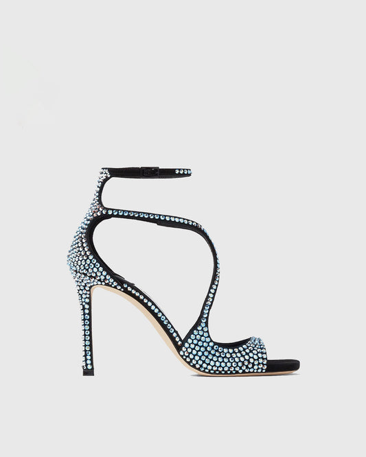 Aryana Rhinestone Strap Sandals In Blue