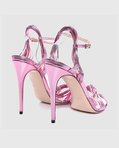 Asia Woven Leather Sandals In Pink